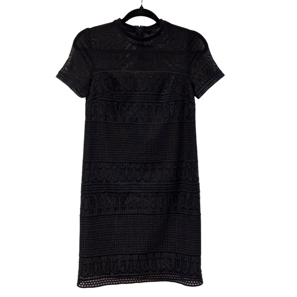 ALL SAINTS CHARLTON  MESH MINI DRESS IN BLACK - Picture 7 of 16
